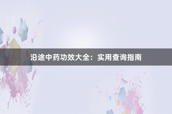 沿途中药功效大全:实用查询指南